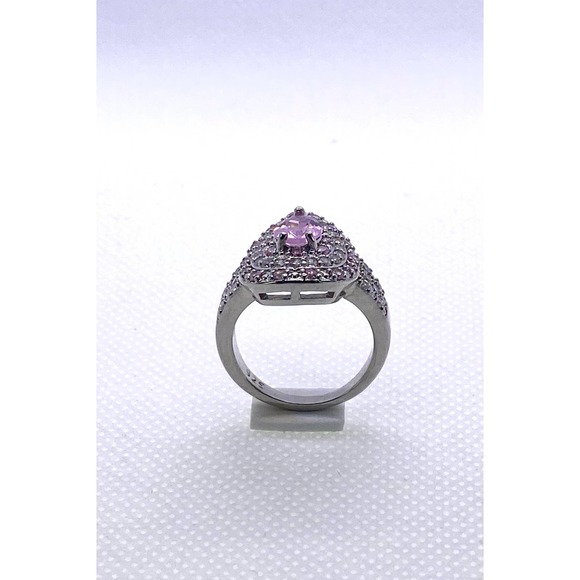 Size 8 Imitation Silver Pink Tourmaline Cluster October Birthstone Teardrop - Picture 3 of 8